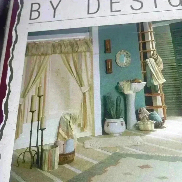 Vtg JC Penney's By Design Color Forum Brushstrokes Double Swag Curtain+Liner NIB - Picture 2 of 7